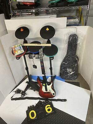 PS3 Rockband Drum Set Band Hero Drums + Guitar with Dongles & Games COMPLETE KIT